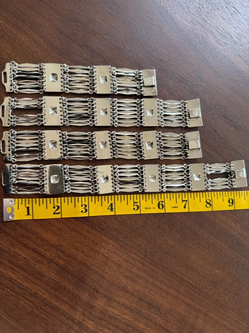 VINTAGE BELT HECHO MEXICO SILVER METAL SECTIONAL PANEL LINKS ARTICULATED 30 1/2”